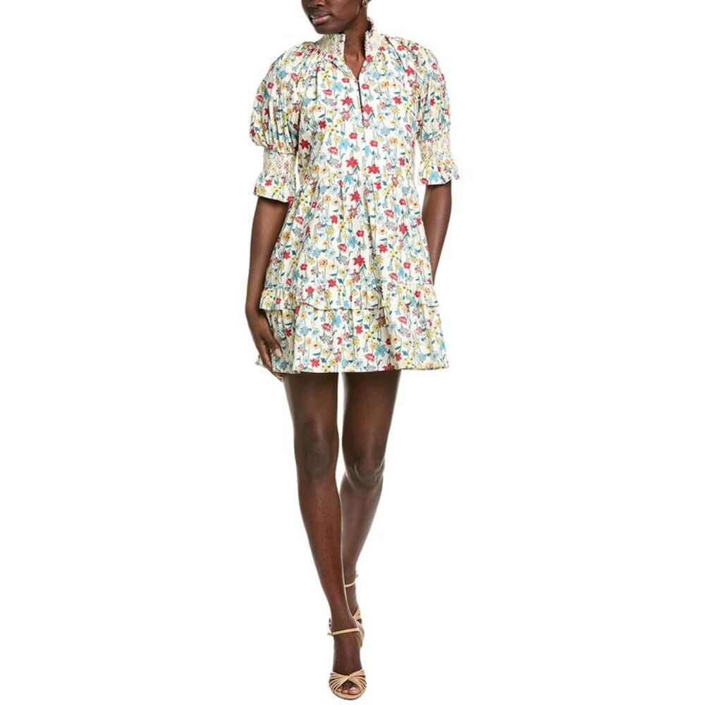 English Factory Womens  Smocked Puff Sleeves Mini Dress